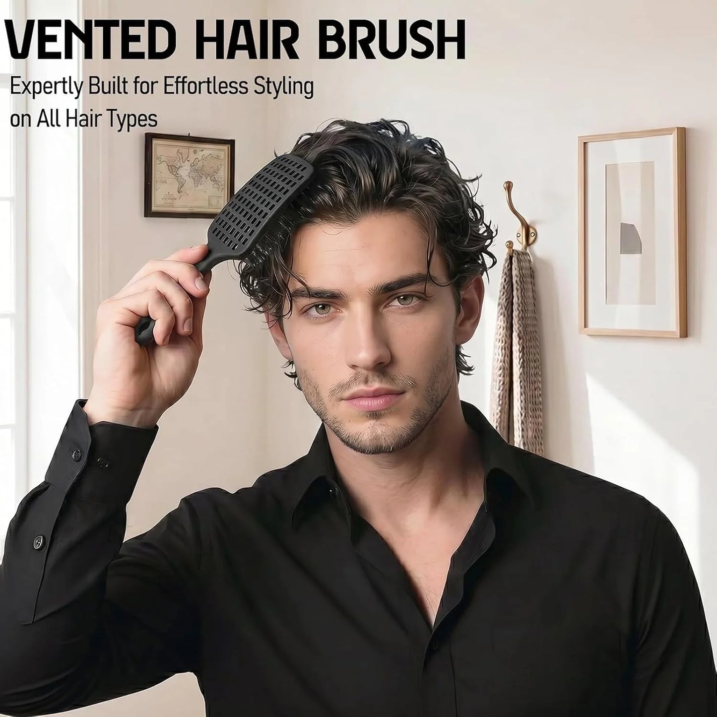 Boar Bristle Hair Brush Set – Wet/Dry Detangler for All Hair Types