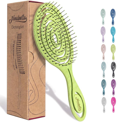 Ninabella Detangler Brush - No Tangle Hair Brush for Women, Fine, Thick and Long Hair - Hairbrush for Wet and Dry Hair, Gentle on the Scalp - Light Blue