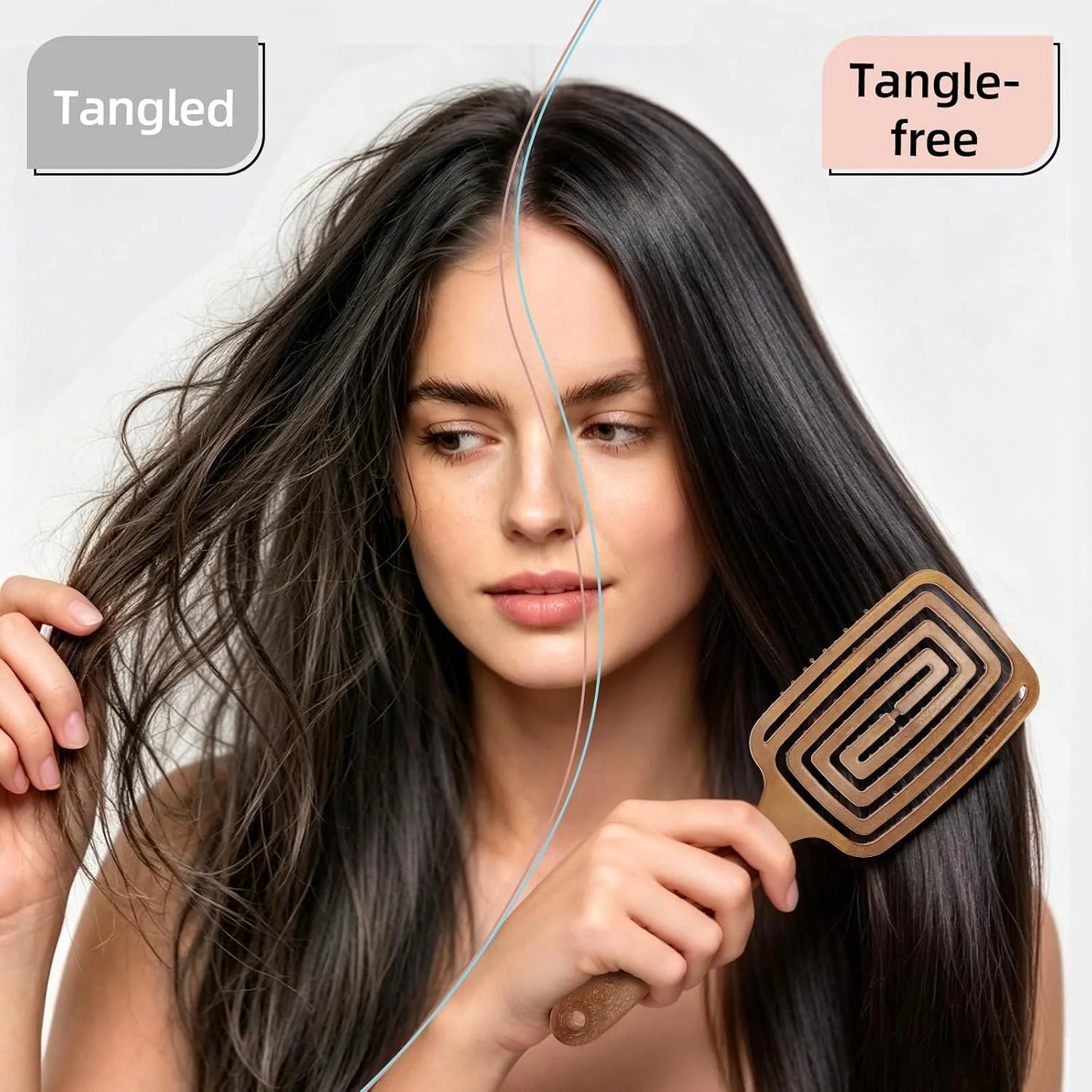 Hair Brush Detangler - Curved Vented Detangling Hair Brush for Women Men, Paddle Brush for Curly Straight Hair, Wet and Dry Styling, Faster Blow Drying
