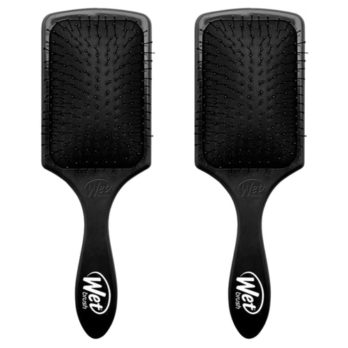 Wet Brush Paddle Detangler Hair Brush, Black, Ultra-Soft IntelliFlex Bristles with AquaVent Design, Great For Treatment & Mask Application, Women, Men, Wet, Dry and Damaged Hair, (Pack of 2)