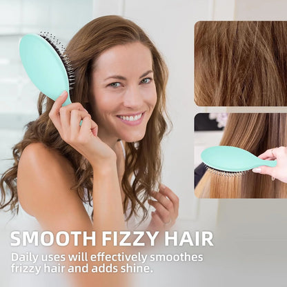 Boar Bristles Hair Brush for Women and Men, Detangling Hair Brush for Smoothing Massage Add Shine, Nylon&Boar Bristles Detangler brush for Hair Healthy (1 Pack-MintGreen)