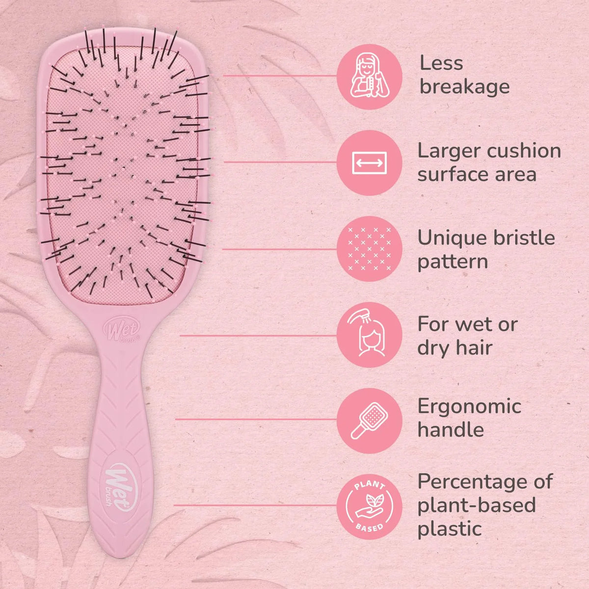 Wet Brush Go Green Thick Hair Paddle Detangling Brush, Green - Ultra-Soft IntelliFlex Bristles With AquaVent - Gently Loosens Knots While Minimizing Pain - Curly, Coarse, Long, Wet & Dry Hair