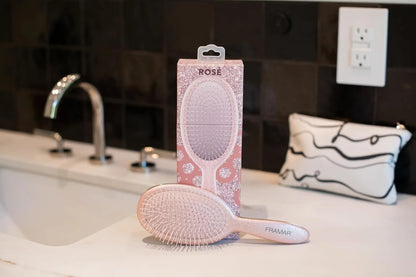 FRAMAR Checkered Hair Brush Detangler, Wet Hair Brushes For Women – Pink