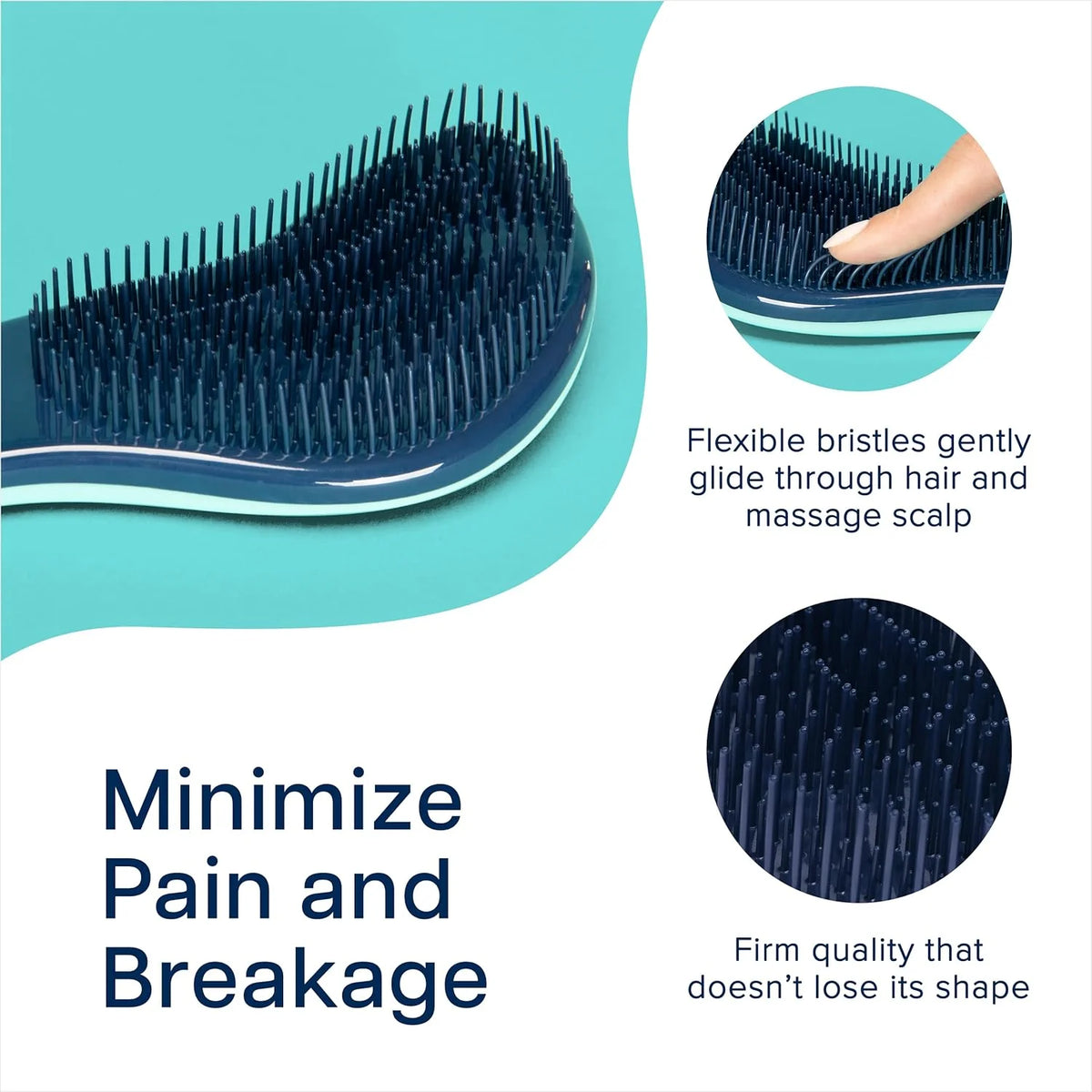Crave Naturals Biggie Glide Thru Hair Brush - Detangler Brush for Curly, Straight, Wet or Dry Hair - Gentle Detangling Brushes for Adults, Kids, Toddlers - Hair Accessories for Women, 8.4x3.4" - Black