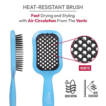RED by Kiss Dry Vent Heat-Resistant Hair Brush, Detangling Fast Blow Drying for Wet Dry Curly Thick Straight Hair, Vented Detangler for Women Men Children Kids (Yellow)