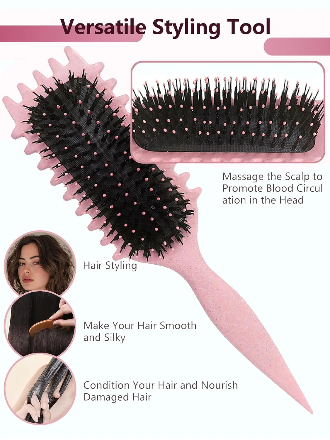 Blue Curl Defining Brush for Curly Hair – Detangling & Styling Brush for Women & Men, Defines 2A to 4C Curls, Reduces Frizz, Perfect for Wet & Dry Hair (Blue)