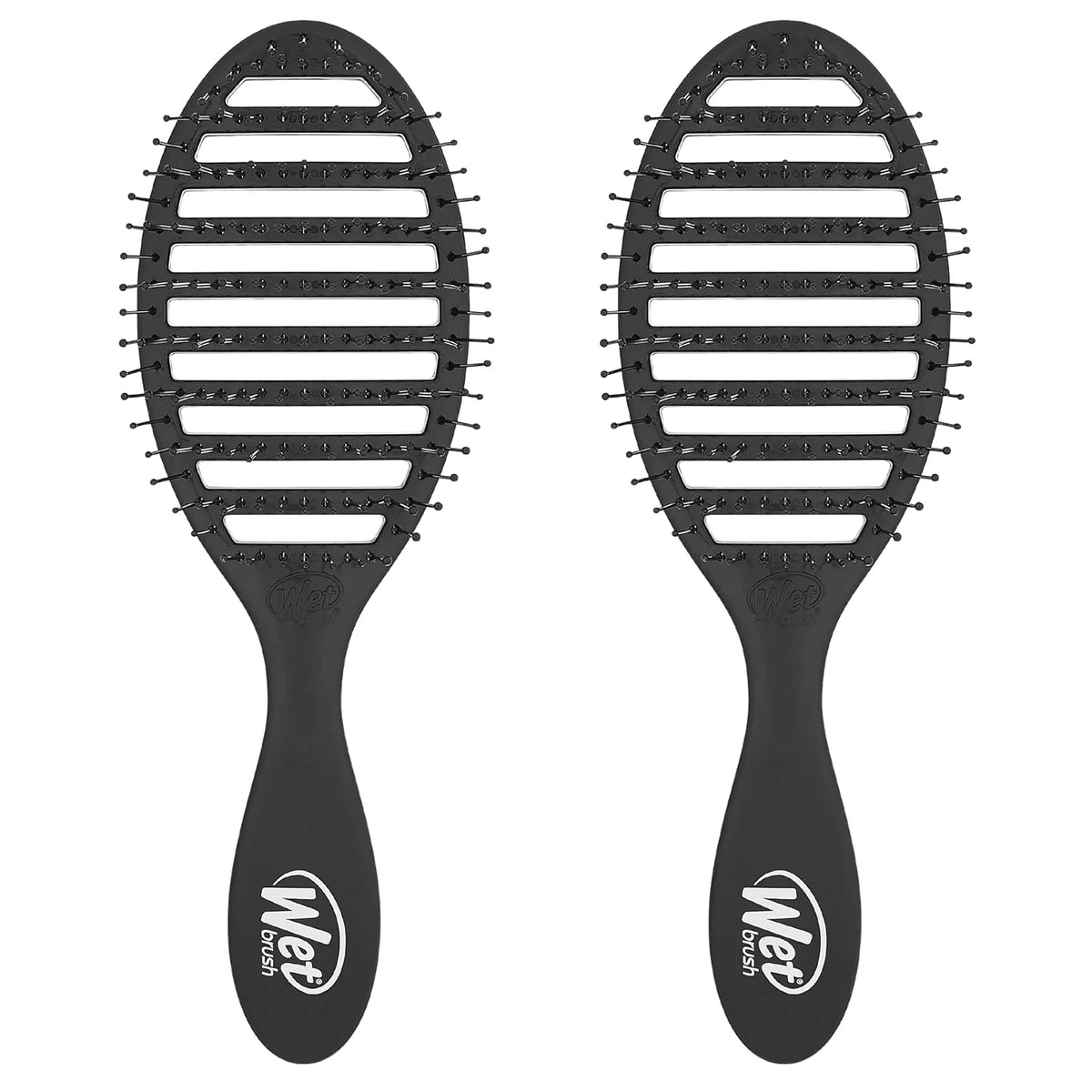 Wet Brush Refresh and Extend Speed Dry Black Detangling Hair Brush -Vented Design Ultra Soft HeatFlex Bristles Are Blow Dry Safe -Removes Dirt Excess Oils & Impurities-Charcoal Bristles (Pack of 2)
