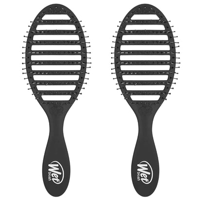 Wet Brush Refresh and Extend Speed Dry Black Detangling Hair Brush -Vented Design Ultra Soft HeatFlex Bristles Are Blow Dry Safe -Removes Dirt Excess Oils & Impurities-Charcoal Bristles (Pack of 2)