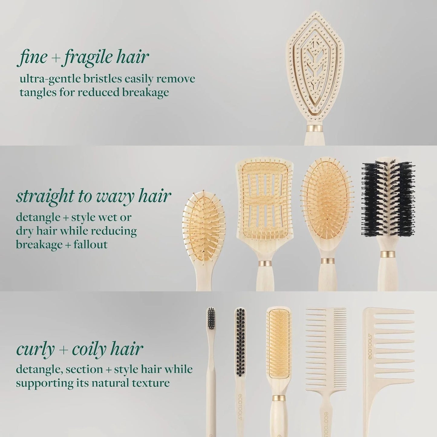 EcoTools Slick Back Hairbrush, Small Brush for Ponytail or Bun, 1 Count