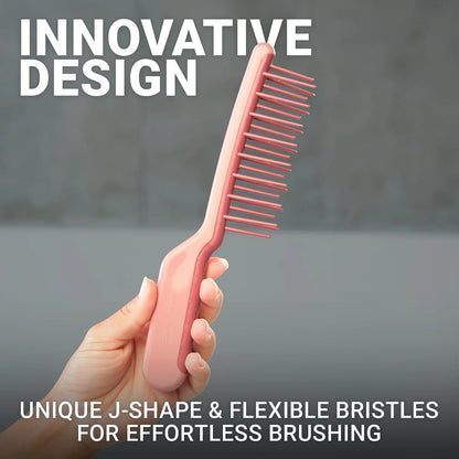 Janeke J-Brush Detangling Comb for Curly and Wavy Hair – Wide Tooth J-Shape Brush for Wet and Dry Use – Anti-Frizz, Lightweight and Gentle on Scalp – Made in Italy Professional Styling Tool (Black)