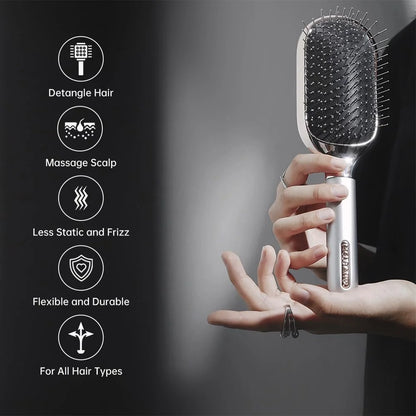 Melbang Hair Brush for Thick Curly Thin Long Short Wet or Dry Hair Adds Shine and Makes Hair Smooth Hair Comb Paddle Hair Brush for Men Women Kid (Silver)