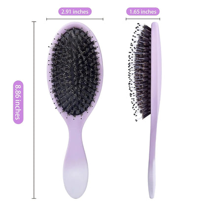 Boar Bristles Hair Brush for Women and Men, Detangling Hair Brush for Smoothing Massage Add Shine, Nylon&Boar Bristles Detangler brush for Hair Healthy (1 Pack-MintGreen)