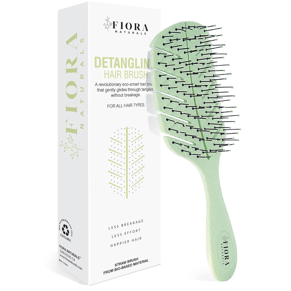 Fiora Naturals Detangler Brush for Wet and Dry Hair, Soft Detangling Brush