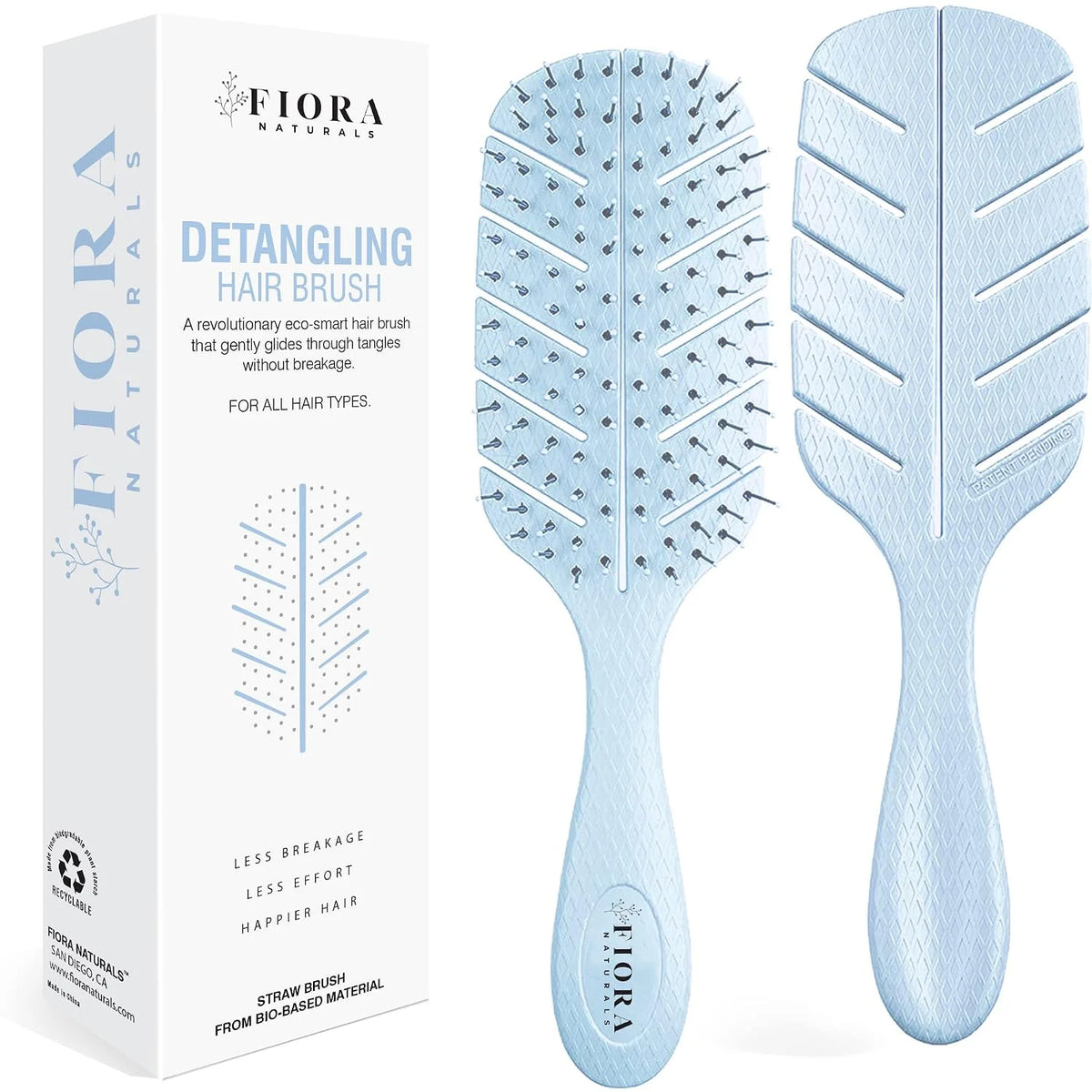 Fiora Naturals Detangler Brush for Wet and Dry Hair, Soft Detangling Brush