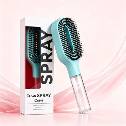 2-in-1 Hair Brush with Water Spray Mister, Fine Mist Spray Brush for Hair Detangling Wet & Dry, Liquid Spraying Hairbrush for Curly Thick Hair & Kids (Sky Blue)