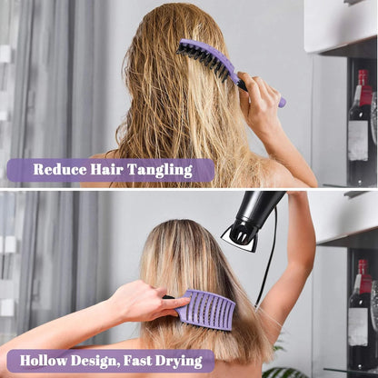 HIPPIH Boar Bristle Hair Brush Set of 2, Detangling Smoothing for Wet & Dry