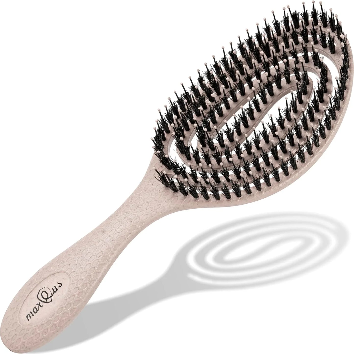 marQus Detangle Boar Brush Women and Men, Exclusive Ultra-soft bending Bristles and Body - Glide Through Tangles With Ease For All Hair Types - Women, Men, Wet And Dry Hair, 1pcs Brown Brush