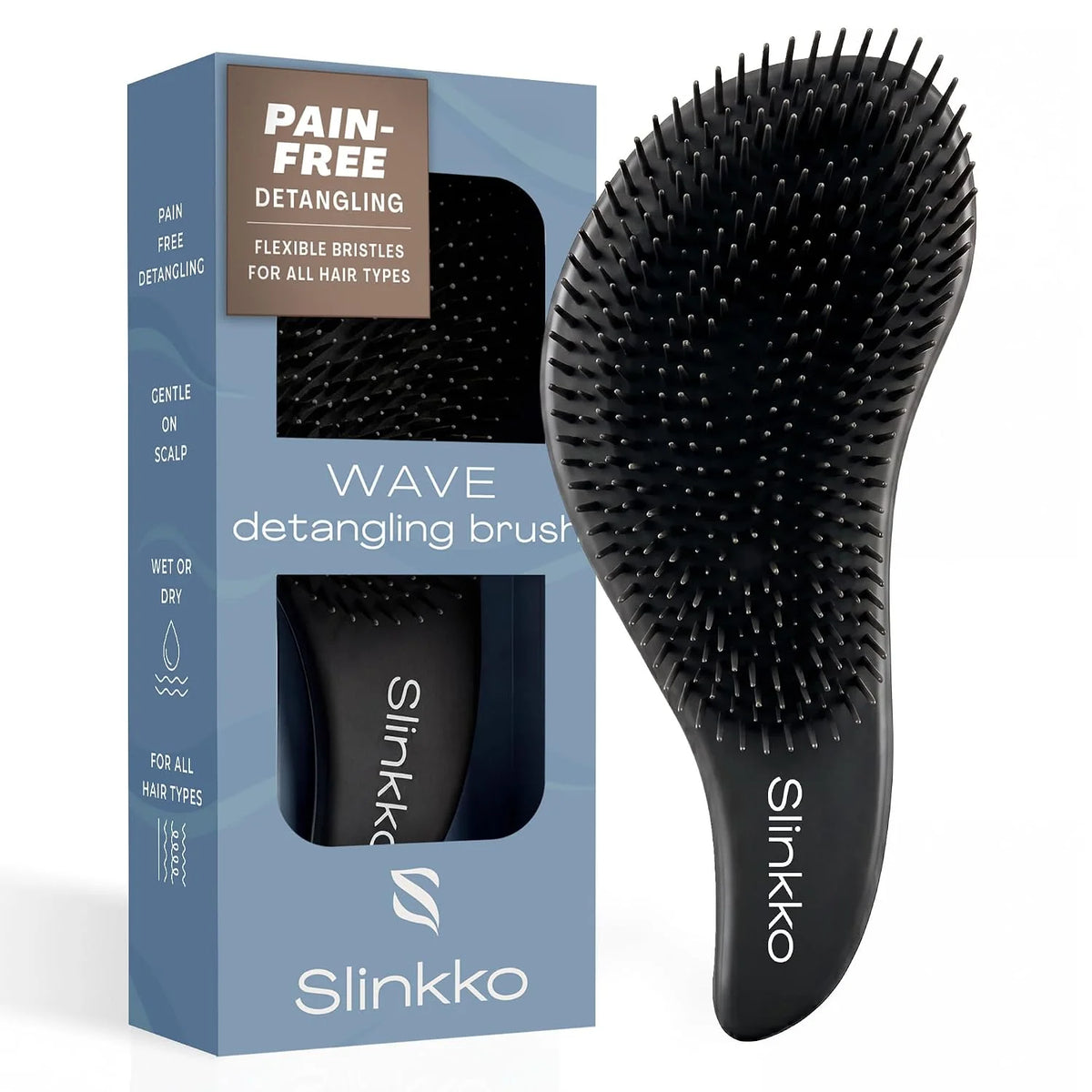 Detangler Brush, Curly Hair Brush for Women, Men & Kids - Wet & Dry Detangling Hair Brush for Curly, Thick, Fine & Wavy Hair - Anti-Breakage Wave Brush, Pain-Free Hairbrush, Pink, Rose Clay