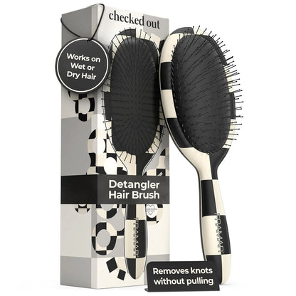 FRAMAR Checkered Hair Brush Detangler, Wet Hair Brushes For Women – Pink