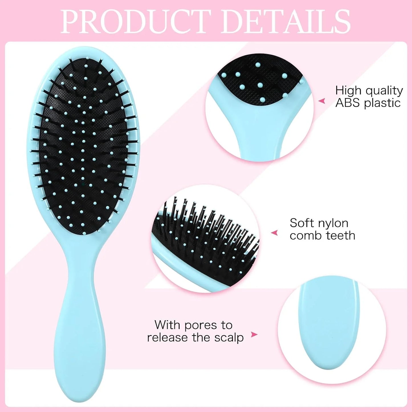 Nuenen 6 Pcs Wet Detangling Hair Brush, Dry Soft Bristle, Black