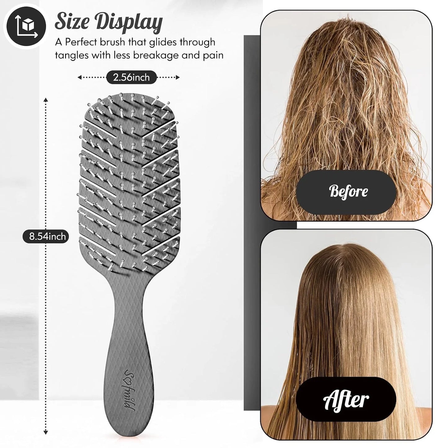Hair Brush, Vented Paddle Detangle Brush, Purple
