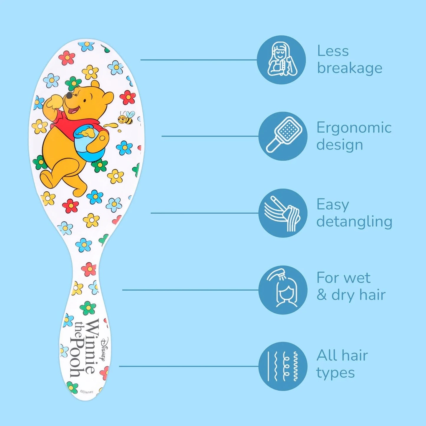Wet Brush Original Detangling Hair Brush, Hello Disney Daisy Duck - Ultra-Soft IntelliFlex Bristles - Detangler Brush Glide Through Tangles With Ease For All - For Women, Men, Wet & Dry Hair