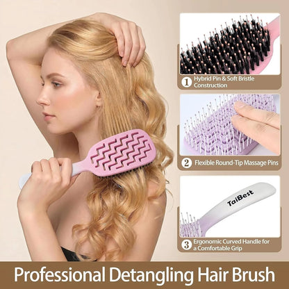 Boar Bristle Hair Brush Set – Wet/Dry Detangler for All Hair Types