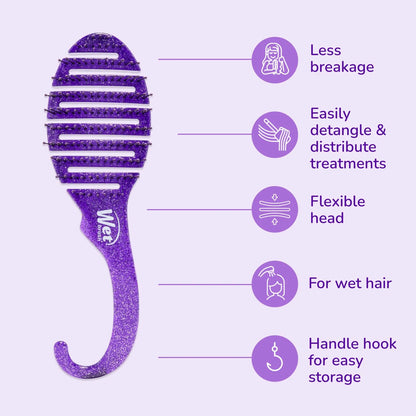 Wet Brush Shower Hair Brush Detangler - Exclusive Ultra-soft IntelliFlex Bristles - Minimizes Pain And Protects Against Split Ends and Breakage - Comb For Women, Men, Wet & Dry Hair - Purple Glitter