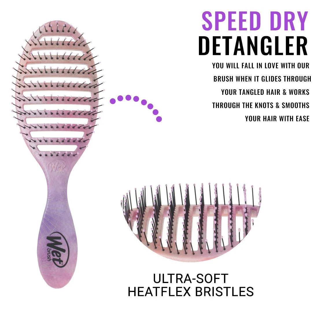 Wet Brush Speed Dry Hair Brush - Sea Shells - Vented Design and Ultra Soft HeatFlex Bristles Are Blow Dry Safe With Ergonomic Handle Manages Tangle and Uncontrollable Hair - Pain-Free