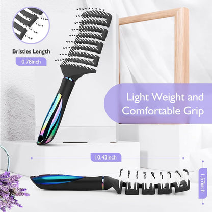 Hair Brush, Curved Vented Detangling Hair Brushes for Women Men Wet or Dry Hair,Faster Blow Drying Styling Professional Vent detangler brush for Curly Thick Wavy Thin Fine Long Short Hair(Black)