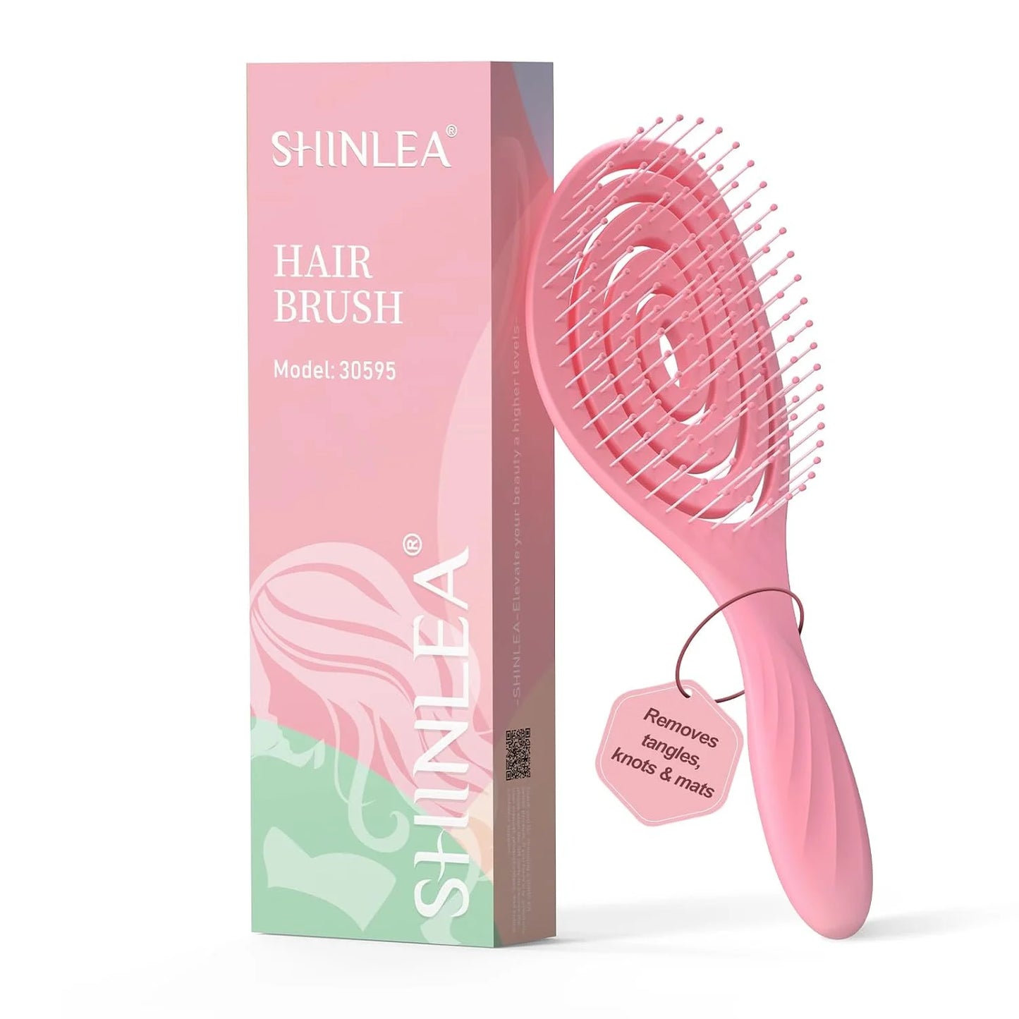 SHINLEA Hair Brush, Detangle Anti Tangle Brush, Spiral Hairbrush for Wet & Dry Hair, Women, Men, Kids, Glide Through Tangles For All Hair Types, Green