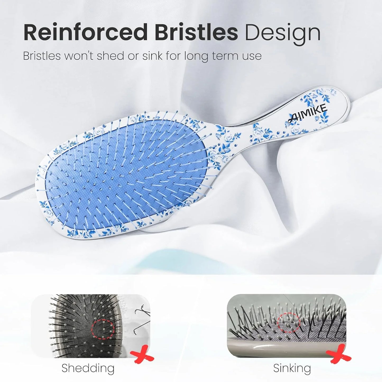 AIMIKE Rose Luxe Detangler Brush, Fine Thin Hair, Wet Dry Paddle Hair Brush