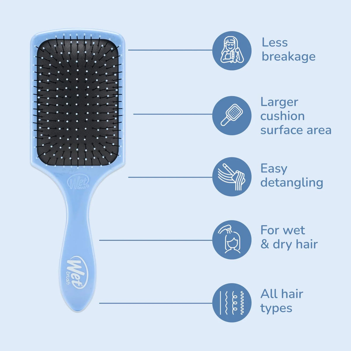 Wet Brush Refresh and Extend Paddle Detangler, Black, Detangling Brush with Infused Charcoal Ultra-Soft IntelliFlex Bristles For All Hair Types, Removes Dirt, Excess Oils & Impurities