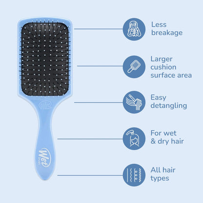 Wet Brush Refresh and Extend Paddle Detangler, Black, Detangling Brush with Infused Charcoal Ultra-Soft IntelliFlex Bristles For All Hair Types, Removes Dirt, Excess Oils & Impurities