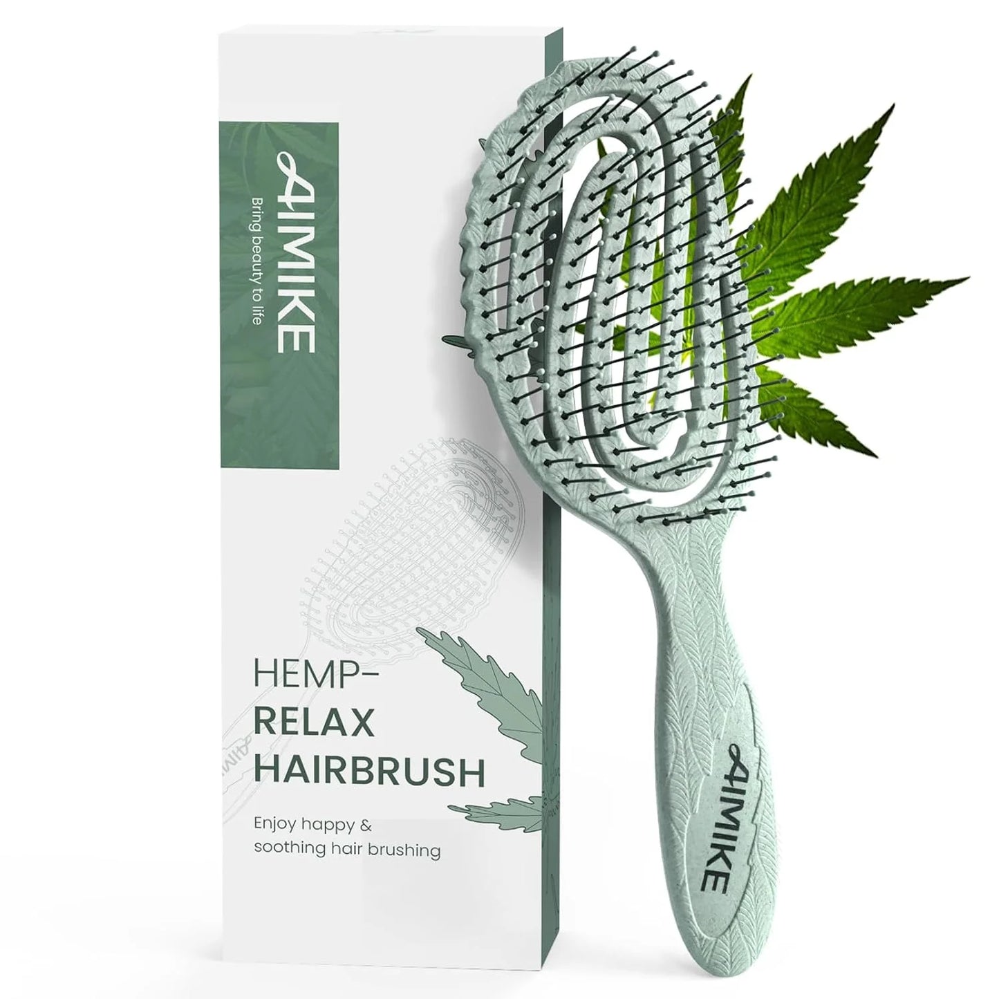 AIMIKE Hemp-Relax Detangling Hair Brush for Wet & Dry Hair, Beige