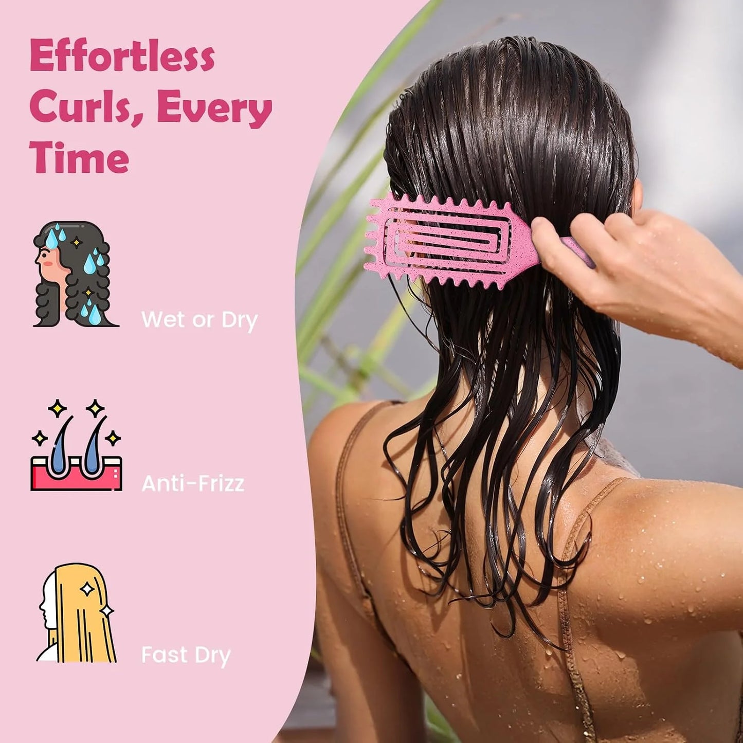 ABOYOY Curl Defining Brush with Side Gear for Curly Hair, Detangling & Styling Brush for Women Men, Lightweight Ergonomic Candy Brush Works on Wet or Dry Hair (Purple)