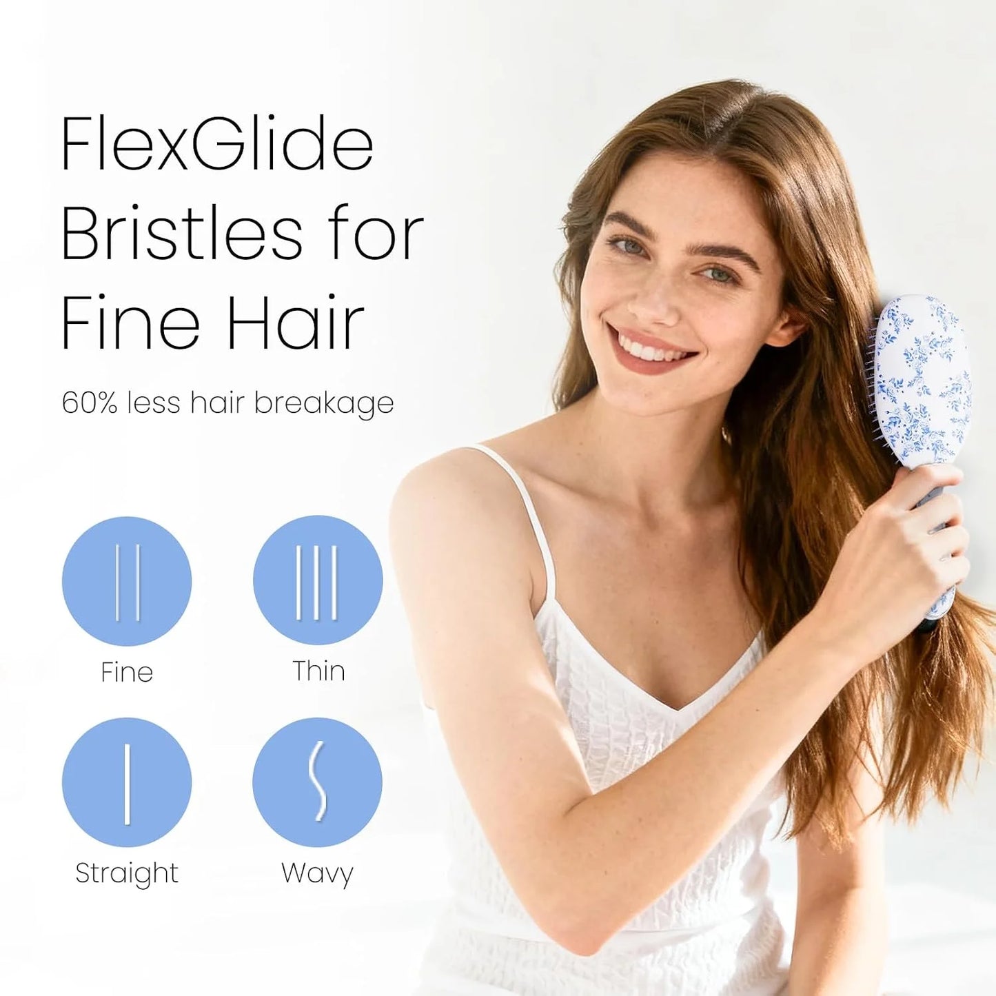 AIMIKE Rose Luxe Detangler Brush, Fine Thin Hair, Wet Dry Paddle Hair Brush