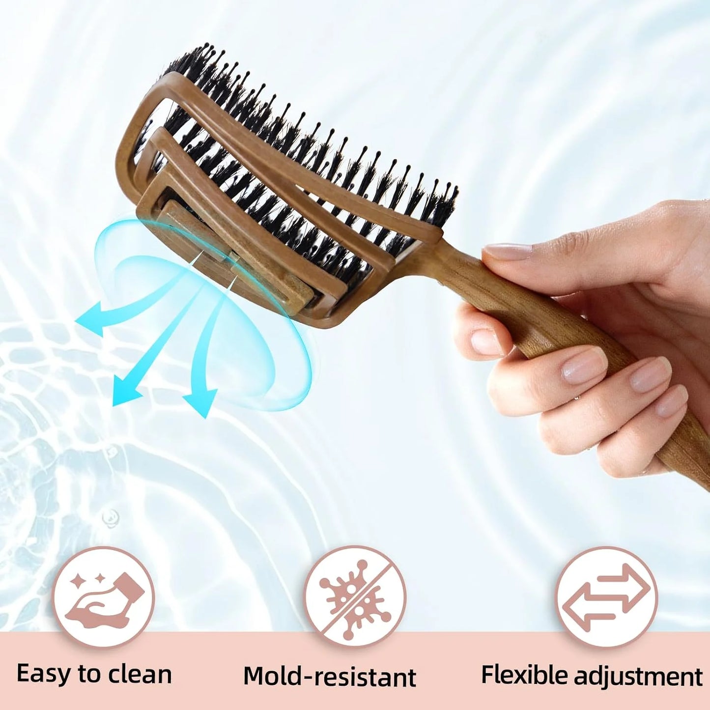 Hair Brush Detangler - Curved Vented Detangling Hair Brush for Women Men, Paddle Brush for Curly Straight Hair, Wet and Dry Styling, Faster Blow Drying