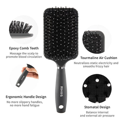 Purple Square Paddle Hair Brush for Women Men's Thin,Short,Thick,Long Hair