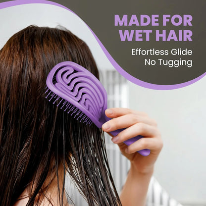 Detangler Brush – Pain-Free Detangling Hair Brush for Wet & Dry Hair – Effortless Detangling Brush for Curly, Fine & Tangled Hair – Hairbrush for Women, Men & Kids – Purple