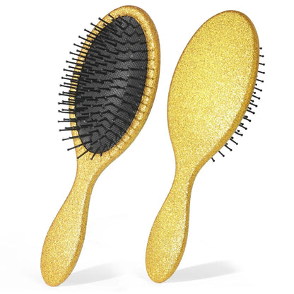 Glitter Detangling Brush, Wet & Dry Tangle-Free Hair Brush for Women & Girls, No Tangle, Soft and Flexible Bristles for Straight, Curly and Thick Hair (Red)