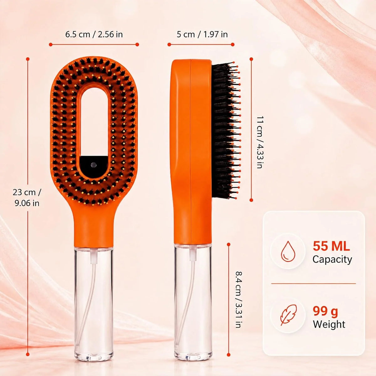 2-in-1 Hair Brush with Water Spray Mister, Fine Mist Spray Brush for Hair Detangling Wet & Dry, Liquid Spraying Hairbrush for Curly Thick Hair & Kids (Sky Blue)