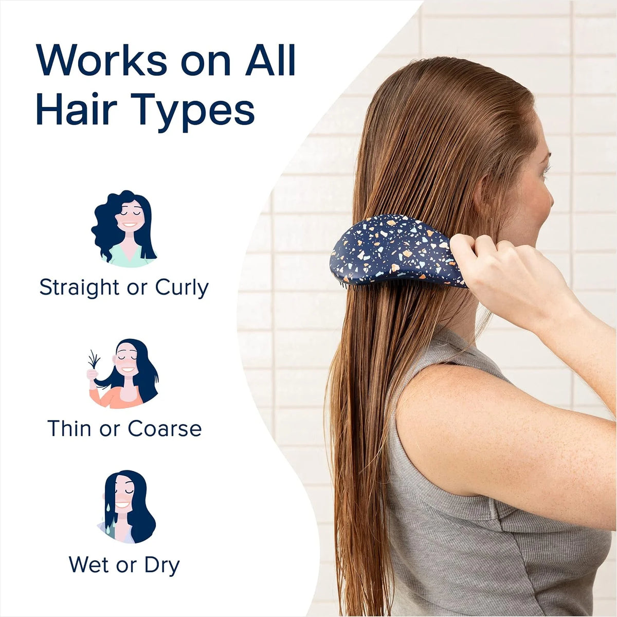 Crave Naturals Biggie Glide Thru Hair Brush - Detangler Brush for Curly, Straight, Wet or Dry Hair - Gentle Detangling Brushes for Adults, Kids, Toddlers - Hair Accessories for Women, 8.4x3.4" - Black