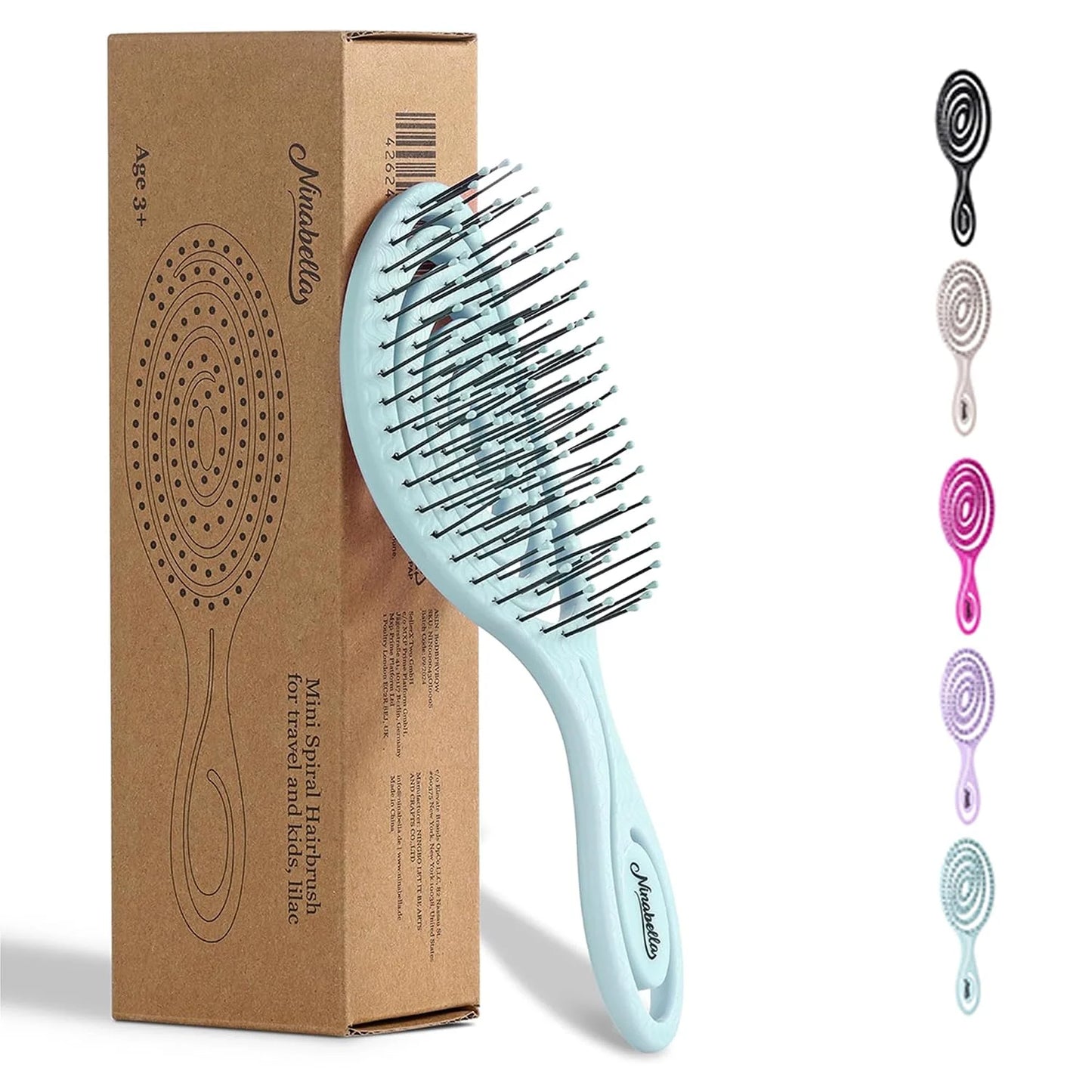 Ninabella Detangler Brush - No Tangle Hair Brush for Women, Fine, Thick and Long Hair - Hairbrush for Wet and Dry Hair, Gentle on the Scalp - Light Blue