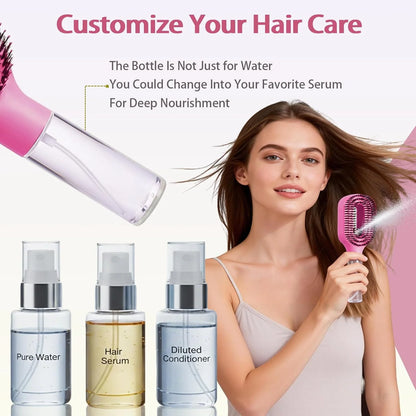 Hair Brush with Water Spray - 2-in-1 Detangler Brush for Frizz Control