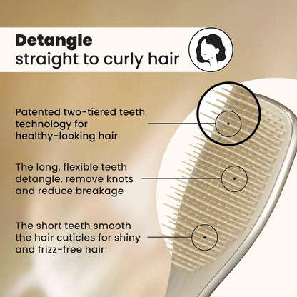 Tangle Teezer Chrome Detangler Mini Hair Brush, Straight to Curly, Pink