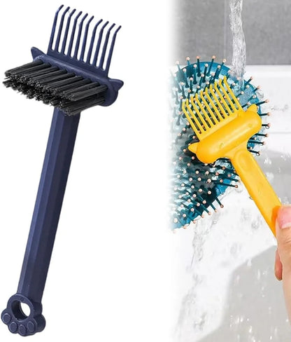 2-in-1 Hair Brush Cleaner Tool, Effortlessly Removes Hair & Dust from Combs, Mini Cleaning Rake with Pick & Bristles for Home and Salon Use (Green)