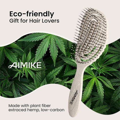 AIMIKE Hemp-Relax Detangling Hair Brush for Wet & Dry Hair, Beige