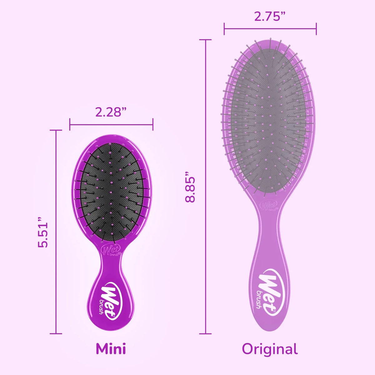 Wet Brush Mini Detangler Hair Brush, Purple, Detangling Travel Hairbrush, Ultra-Soft IntelliFlex Bristles Glide Through Tangles with Ease, Pain-Free, All Hair Types (2 Pack)