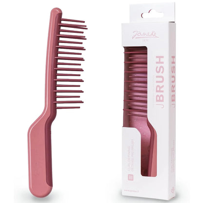 Janeke J-Brush Detangling Comb for Curly and Wavy Hair – Wide Tooth J-Shape Brush for Wet and Dry Use – Anti-Frizz, Lightweight and Gentle on Scalp – Made in Italy Professional Styling Tool (Black)